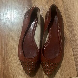 Pointy Toe Red Frye Flats with Studs